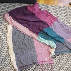Lightweight color block cotton scarf